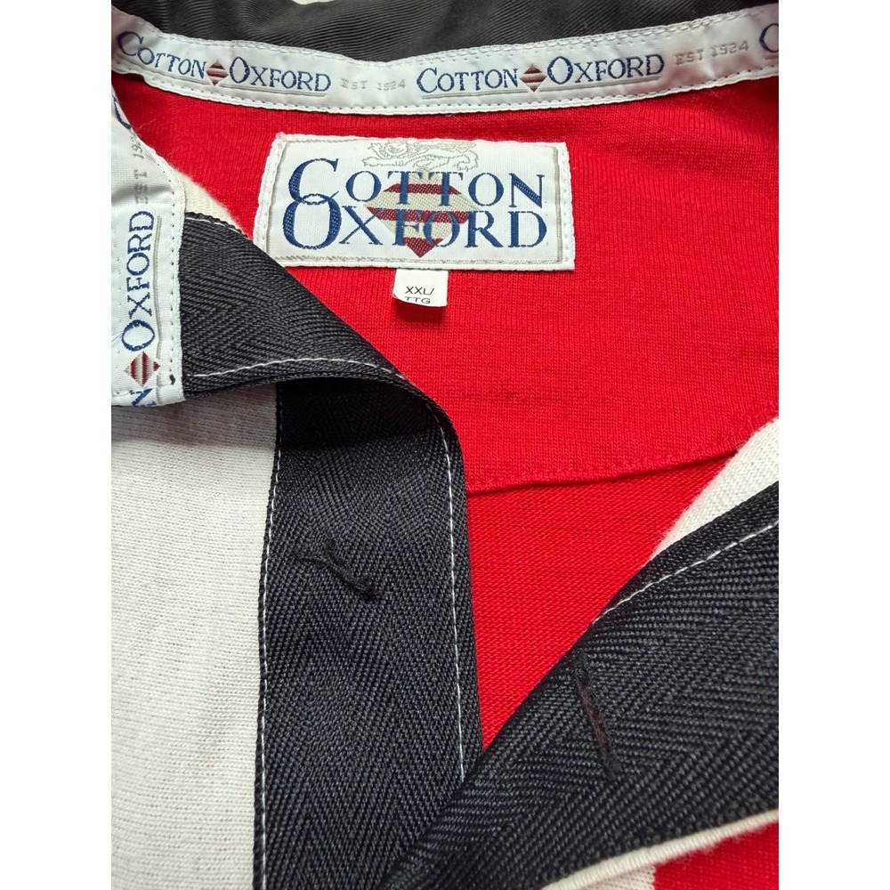 COTTON OXFORD Rugby Canada Shirt Red Striped Maple Leaf Men's XXL Vintage FLAWED - Picture 4 of 9
